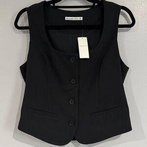 Abercrombie & Fitch Black Tailored Button Vest